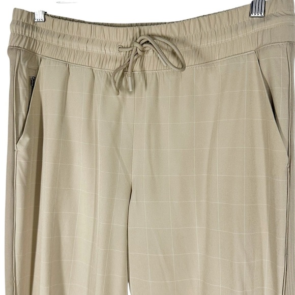 ATHLETA Brooklyn Textured Jogger Tan Windowpane Silt Taupe size 10 - Picture 3 of 9